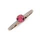 3 - Serina Classic Round Rhodolite Garnet and Diamond 3 Row Micro Pave Shank Engagement Ring 