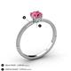 4 - Serina Classic Round Pink Tourmaline and Diamond 3 Row Micro Pave Shank Engagement Ring 