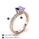 4 - Serina Classic Princess Cut Tanzanite and Round Diamond 3 Row Micro Pave Shank Engagement Ring 