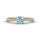 1 - Serina Classic Round Aquamarine and Lab Grown Diamond 3 Row Micro Pave Shank Engagement Ring 