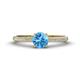 1 - Serina Classic Round Blue Topaz and Lab Grown Diamond 3 Row Micro Pave Shank Engagement Ring 