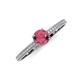 3 - Serina Classic Round Rhodolite Garnet and Lab Grown Diamond 3 Row Micro Pave Shank Engagement Ring 
