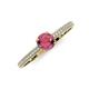 3 - Serina Classic Round Rhodolite Garnet and Lab Grown Diamond 3 Row Micro Pave Shank Engagement Ring 