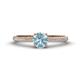 1 - Serina Classic Round Aquamarine and Lab Grown Diamond 3 Row Micro Pave Shank Engagement Ring 