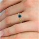 5 - Daisy Classic Round Blue and White Lab Grown Diamond Floral Engraved Engagement Ring 