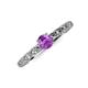 3 - Daisy Classic Round Amethyst and Lab Grown Diamond Floral Engraved Engagement Ring 