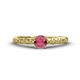 1 - Daisy Classic Round Rhodolite Garnet and Lab Grown Diamond Floral Engraved Engagement Ring 