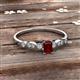 3 - Kiara Desire Emerald Cut Red Garnet and Round Lab Grown Diamond Engagement Ring 