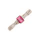 3 - Avril Desire Emerald Cut Pink Tourmaline and Round Lab Grown Diamond Twist Braided Shank Engagement Ring 