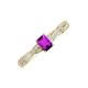 3 - Avril Desire Emerald Cut Amethyst and Round Diamond Twist Braided Shank Engagement Ring 
