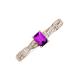 3 - Avril Desire Emerald Cut Amethyst and Round Diamond Twist Braided Shank Engagement Ring 