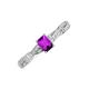 3 - Avril Desire Emerald Cut Amethyst and Round Diamond Twist Braided Shank Engagement Ring 