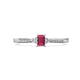 1 - Greta Desire Emerald Cut Rhodolite Garnet and Round Lab Grown Diamond Engagement Ring 