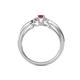4 - Greta Desire Emerald Cut Rhodolite Garnet and Round Lab Grown Diamond Engagement Ring 