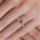 5 - Greta Desire Emerald Cut Rhodolite Garnet and Round Lab Grown Diamond Engagement Ring 