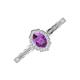 3 - Flora Desire Oval Cut Amethyst and Round Lab Grown Diamond Vintage Scallop Halo Engagement Ring 