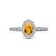 1 - Flora Desire Oval Cut Citrine and Round Lab Grown Diamond Vintage Scallop Halo Engagement Ring 