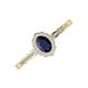 3 - Flora Desire Oval Cut Blue Sapphire and Round Lab Grown Diamond Vintage Scallop Halo Engagement Ring 