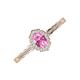 3 - Flora Desire Oval Cut Pink Sapphire and Round Lab Grown Diamond Vintage Scallop Halo Engagement Ring 