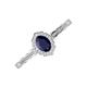 3 - Flora Desire Oval Cut Blue Sapphire and Round Lab Grown Diamond Vintage Scallop Halo Engagement Ring 