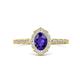 1 - Flora Desire Oval Cut Iolite and Round Lab Grown Diamond Vintage Scallop Halo Engagement Ring 