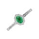 3 - Flora Desire Oval Cut Emerald and Round Lab Grown Diamond Vintage Scallop Halo Engagement Ring 
