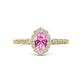 1 - Flora Desire Oval Cut Pink Sapphire and Round Lab Grown Diamond Vintage Scallop Halo Engagement Ring 