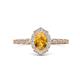 4 - Flora Desire Oval Cut Citrine and Round Lab Grown Diamond Vintage Scallop Halo Engagement Ring 