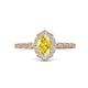 1 - Flora Desire Oval Cut Yellow Sapphire and Round Lab Grown Diamond Vintage Scallop Halo Engagement Ring 