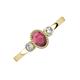 3 - Nikolia Desire Oval Cut Rhodolite Garnet and Round Diamond Three Stone Engagement Ring 