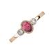 3 - Nikolia Desire Oval Cut Rhodolite Garnet and Round Diamond Three Stone Engagement Ring 