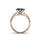 4 - Alicia Princess Cut Blue Topaz and Diamond Engagement Ring 