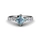 1 - Alicia Princess Cut Aquamarine and Diamond Engagement Ring 