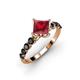 2 - Alicia Princess Cut Lab Created Ruby and Black Diamond Engagement Ring 