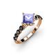 2 - Alicia Princess Cut Tanzanite and Black Diamond Engagement Ring 