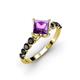 2 - Alicia Princess Cut Amethyst and Black Diamond Engagement Ring 