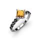 2 - Alicia Princess Cut Citrine and Black Diamond Engagement Ring 