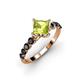 2 - Alicia Princess Cut Peridot and Black Diamond Engagement Ring 