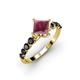 2 - Alicia Princess Cut Rhodolite Garnet and Black Diamond Engagement Ring 