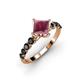 2 - Alicia Princess Cut Rhodolite Garnet and Black Diamond Engagement Ring 