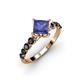 2 - Alicia Square Cut Iolite and Black Diamond Engagement Ring 