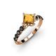 2 - Alicia Princess Cut Citrine and Black Diamond Engagement Ring 