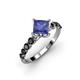 2 - Alicia Square Cut Iolite and Black Diamond Engagement Ring 