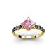 3 - Alicia Princess Cut Pink Tourmaline and Black Diamond Engagement Ring 