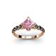 3 - Alicia Princess Cut Pink Tourmaline and Black Diamond Engagement Ring 