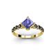 3 - Alicia Princess Cut Tanzanite and Black Diamond Engagement Ring 