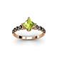 3 - Alicia Princess Cut Peridot and Black Diamond Engagement Ring 
