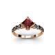 3 - Alicia Princess Cut Red Garnet and Black Diamond Engagement Ring 