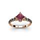 3 - Alicia Princess Cut Rhodolite Garnet and Black Diamond Engagement Ring 