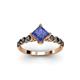 3 - Alicia Square Cut Iolite and Black Diamond Engagement Ring 